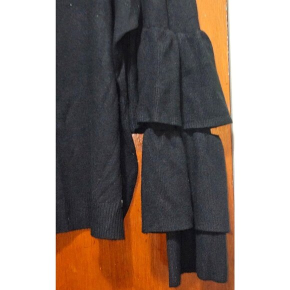 Black Ruffle Sleeve Knit Sweater By SMF Woman EUR XL (UK 16) - Picture 8 of 9